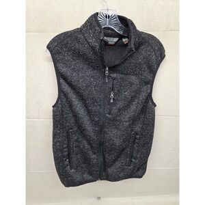 Free Country Mens Fleece Vest Gray Heather Full Zip Pockets Size Medium